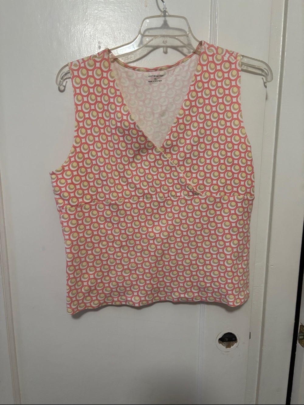croft & barrow Pink and Cream Geometric Sleeveless Wrap Camisole
